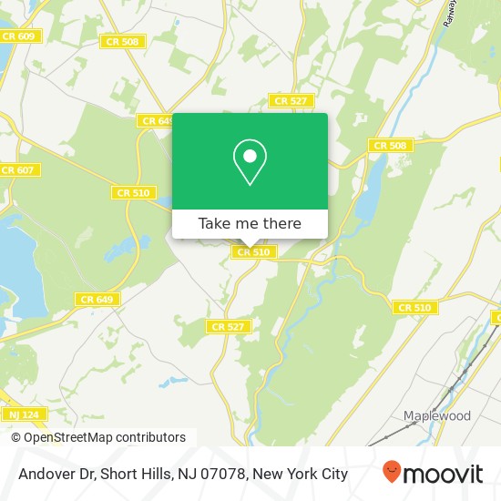 Mapa de Andover Dr, Short Hills, NJ 07078