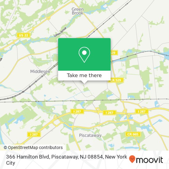 Mapa de 366 Hamilton Blvd, Piscataway, NJ 08854