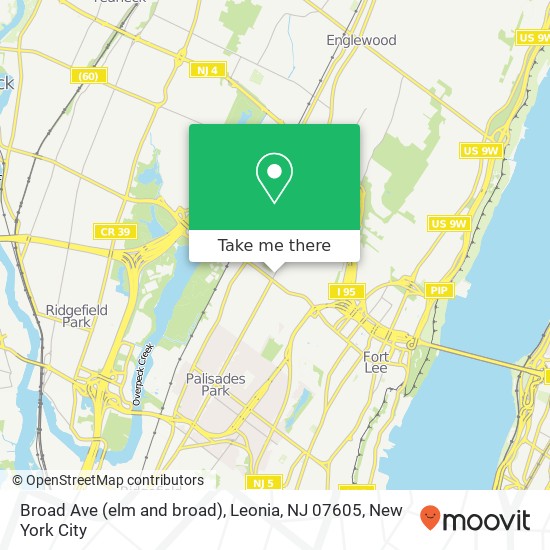 Mapa de Broad Ave (elm and broad), Leonia, NJ 07605