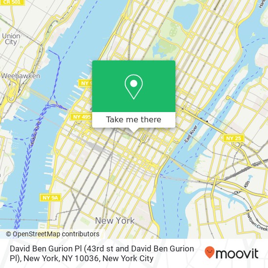 Mapa de David Ben Gurion Pl (43rd st and David Ben Gurion Pl), New York, NY 10036