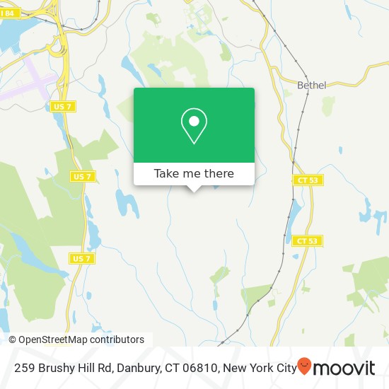 Mapa de 259 Brushy Hill Rd, Danbury, CT 06810