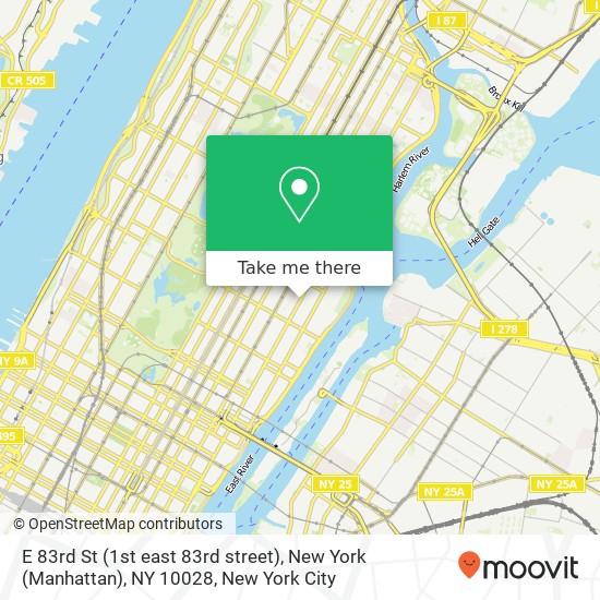 E 83rd St (1st east 83rd street), New York (Manhattan), NY 10028 map