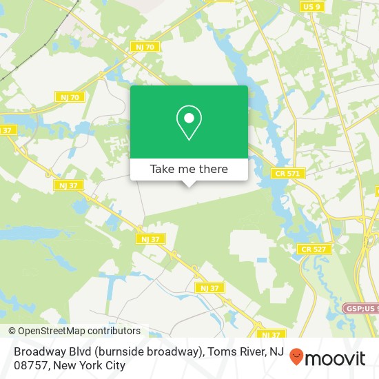 Mapa de Broadway Blvd (burnside broadway), Toms River, NJ 08757