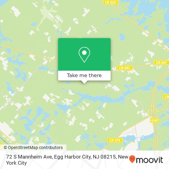 Mapa de 72 S Mannheim Ave, Egg Harbor City, NJ 08215