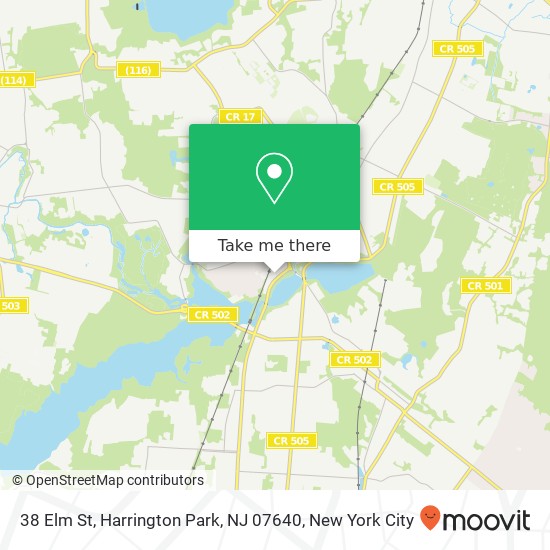 Mapa de 38 Elm St, Harrington Park, NJ 07640