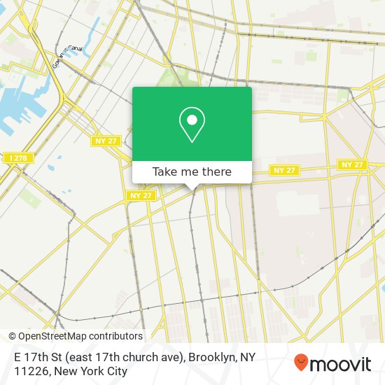 Mapa de E 17th St (east 17th church ave), Brooklyn, NY 11226