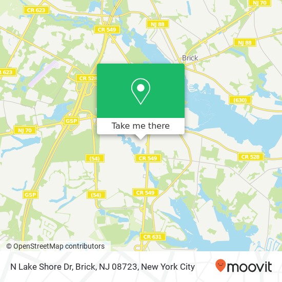 Mapa de N Lake Shore Dr, Brick, NJ 08723