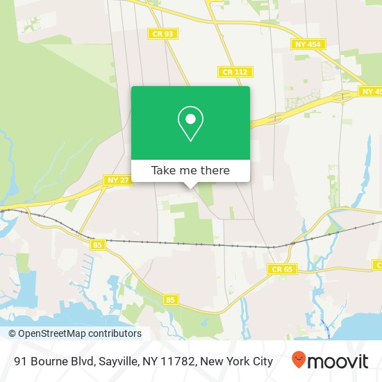 Mapa de 91 Bourne Blvd, Sayville, NY 11782