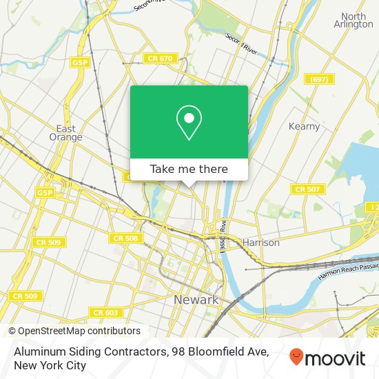 Aluminum Siding Contractors, 98 Bloomfield Ave map