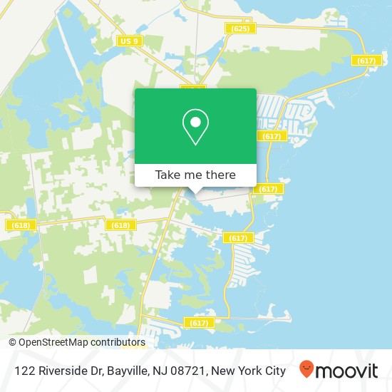 Mapa de 122 Riverside Dr, Bayville, NJ 08721