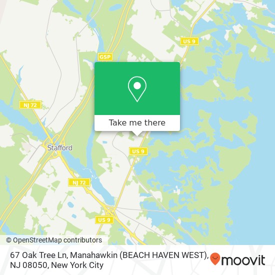 Mapa de 67 Oak Tree Ln, Manahawkin (BEACH HAVEN WEST), NJ 08050