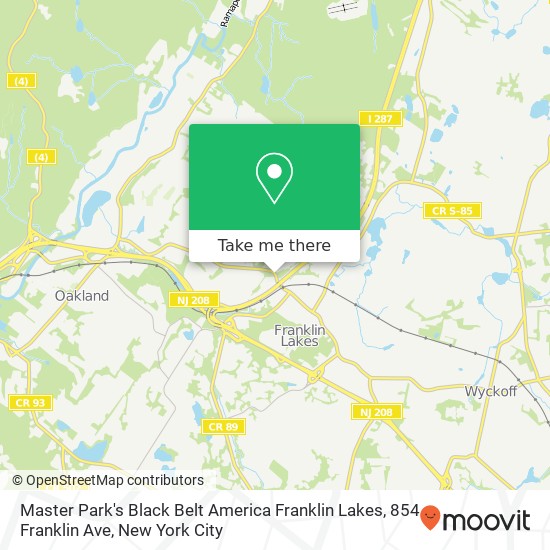 Mapa de Master Park's Black Belt America Franklin Lakes, 854 Franklin Ave