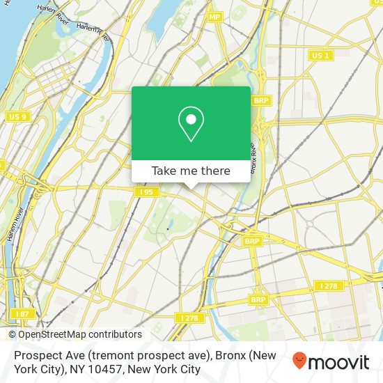Mapa de Prospect Ave (tremont prospect ave), Bronx (New York City), NY 10457