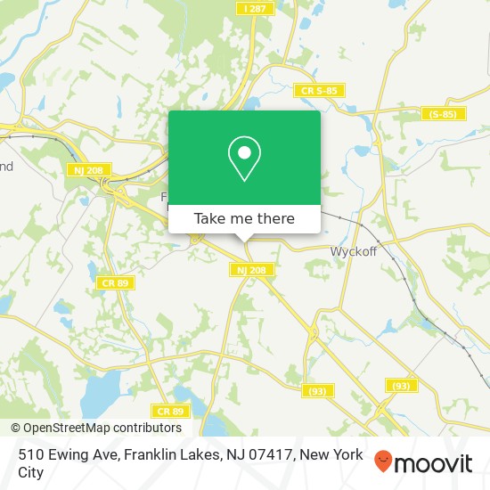 Mapa de 510 Ewing Ave, Franklin Lakes, NJ 07417