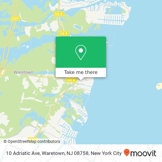 Mapa de 10 Adriatic Ave, Waretown, NJ 08758