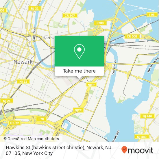 Hawkins St (hawkins street christie), Newark, NJ 07105 map