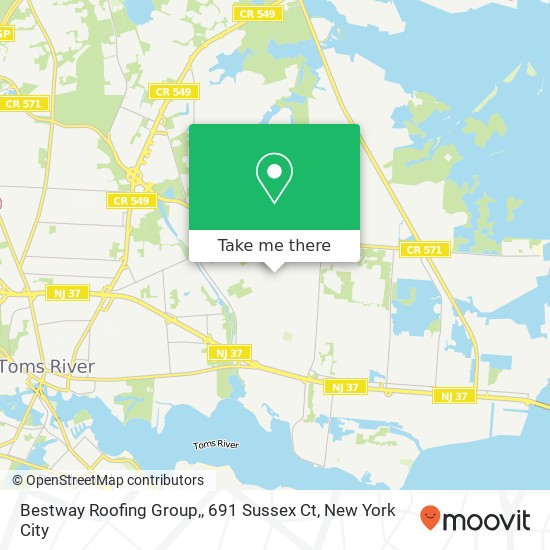 Mapa de Bestway Roofing Group,, 691 Sussex Ct