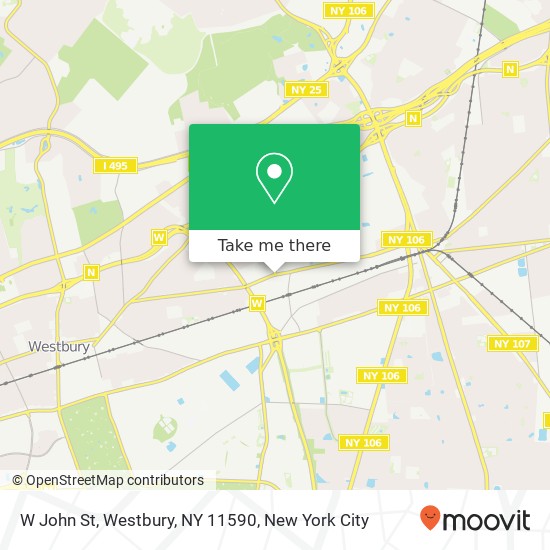 Mapa de W John St, Westbury, NY 11590