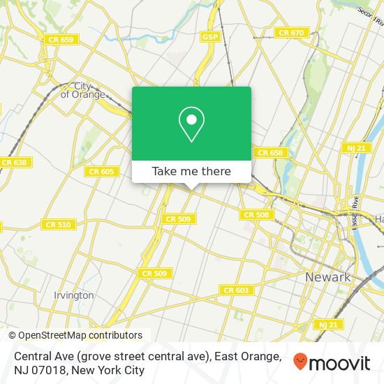Central Ave (grove street central ave), East Orange, NJ 07018 map