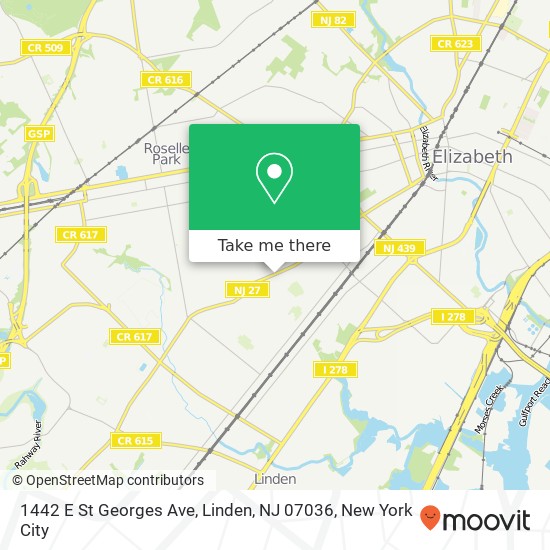 Mapa de 1442 E St Georges Ave, Linden, NJ 07036