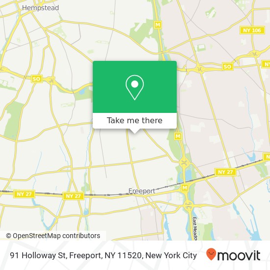 Mapa de 91 Holloway St, Freeport, NY 11520