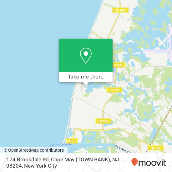 Mapa de 174 Brookdale Rd, Cape May (TOWN BANK), NJ 08204