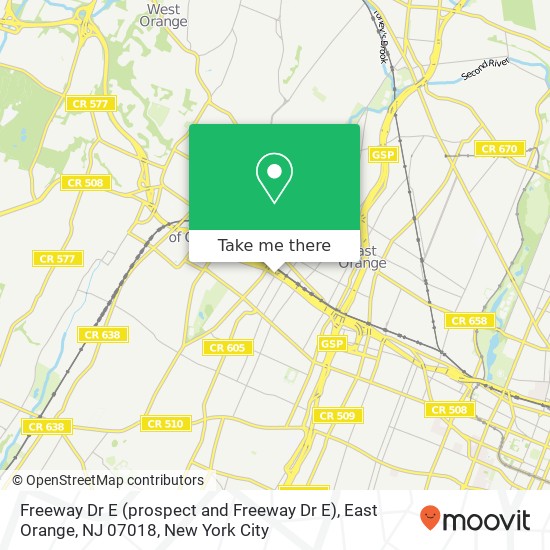 Mapa de Freeway Dr E (prospect and Freeway Dr E), East Orange, NJ 07018