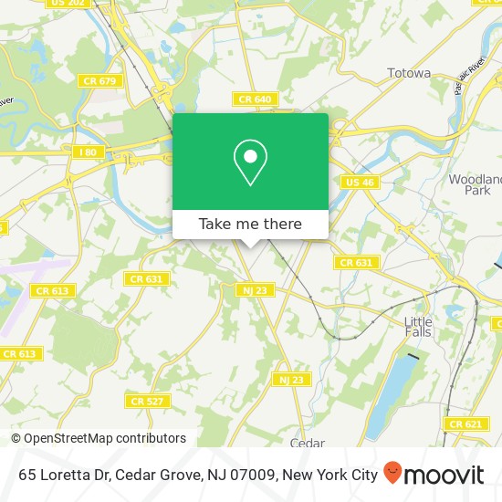 Mapa de 65 Loretta Dr, Cedar Grove, NJ 07009