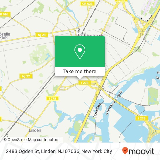 Mapa de 2483 Ogden St, Linden, NJ 07036