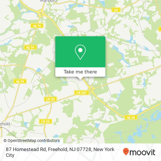 Mapa de 87 Homestead Rd, Freehold, NJ 07728
