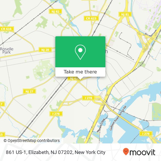 Mapa de 861 US-1, Elizabeth, NJ 07202