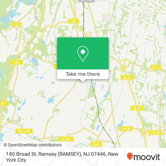 Mapa de 180 Broad St, Ramsey (RAMSEY), NJ 07446