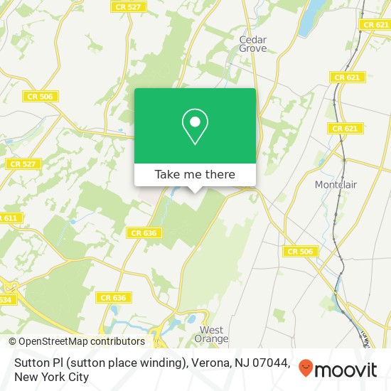 Sutton Pl (sutton place winding), Verona, NJ 07044 map