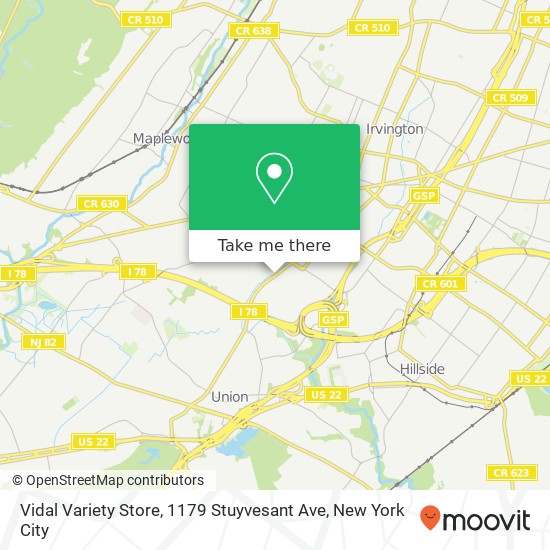 Mapa de Vidal Variety Store, 1179 Stuyvesant Ave