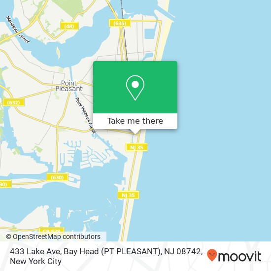 Mapa de 433 Lake Ave, Bay Head (PT PLEASANT), NJ 08742