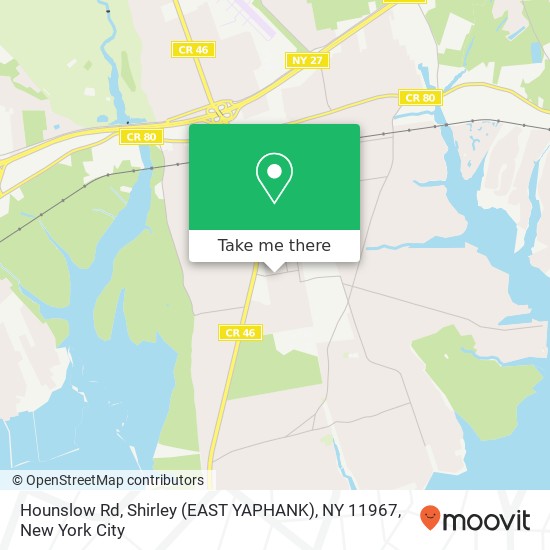 Mapa de Hounslow Rd, Shirley (EAST YAPHANK), NY 11967