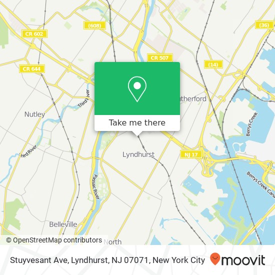 Mapa de Stuyvesant Ave, Lyndhurst, NJ 07071