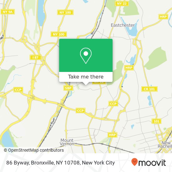 Mapa de 86 Byway, Bronxville, NY 10708