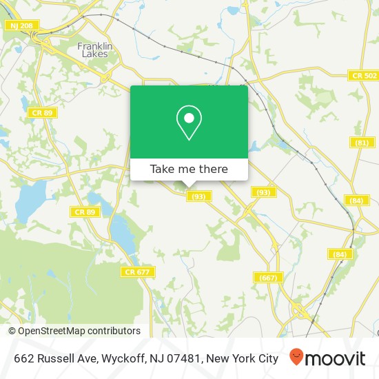 Mapa de 662 Russell Ave, Wyckoff, NJ 07481