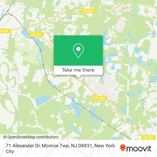 Mapa de 71 Alexander Dr, Monroe Twp, NJ 08831