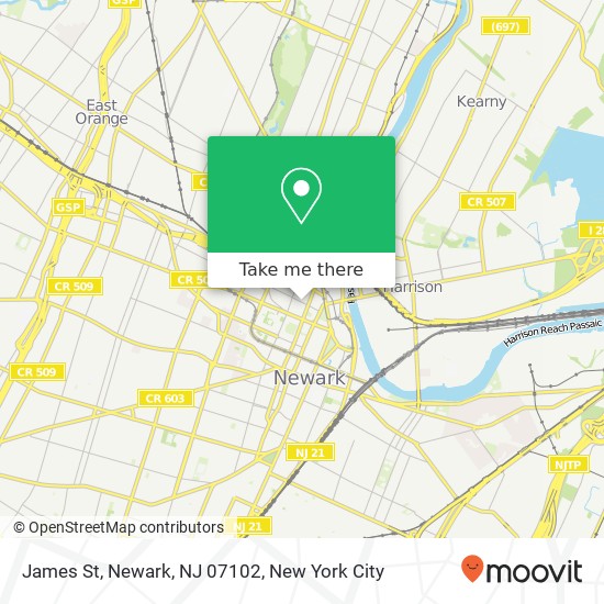 Mapa de James St, Newark, NJ 07102