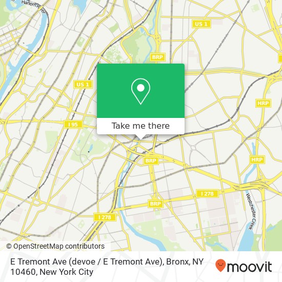 Mapa de E Tremont Ave (devoe / E Tremont Ave), Bronx, NY 10460