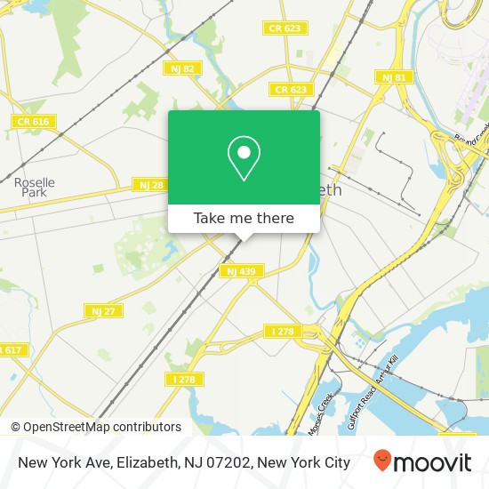 Mapa de New York Ave, Elizabeth, NJ 07202