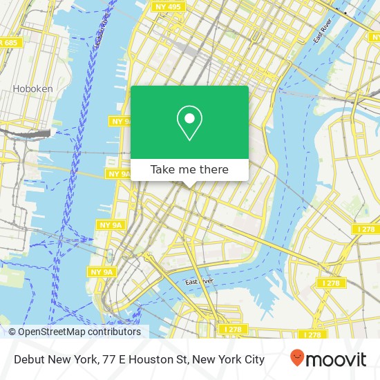 Mapa de Debut New York, 77 E Houston St