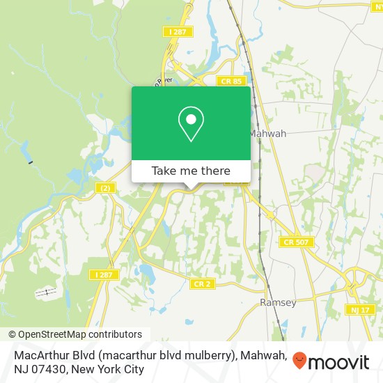 Mapa de MacArthur Blvd (macarthur blvd mulberry), Mahwah, NJ 07430