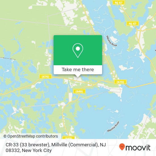 Mapa de CR-33 (33 brewster), Millville (Commercial), NJ 08332