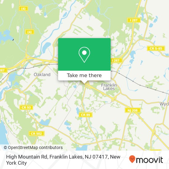 Mapa de High Mountain Rd, Franklin Lakes, NJ 07417