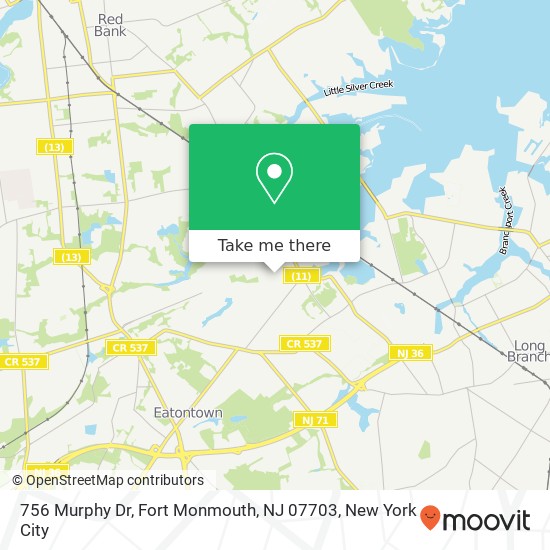 Mapa de 756 Murphy Dr, Fort Monmouth, NJ 07703