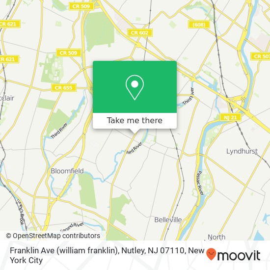 Mapa de Franklin Ave (william franklin), Nutley, NJ 07110