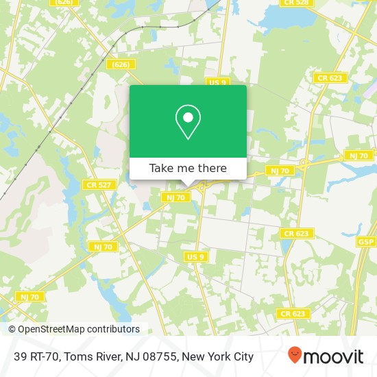 Mapa de 39 RT-70, Toms River, NJ 08755